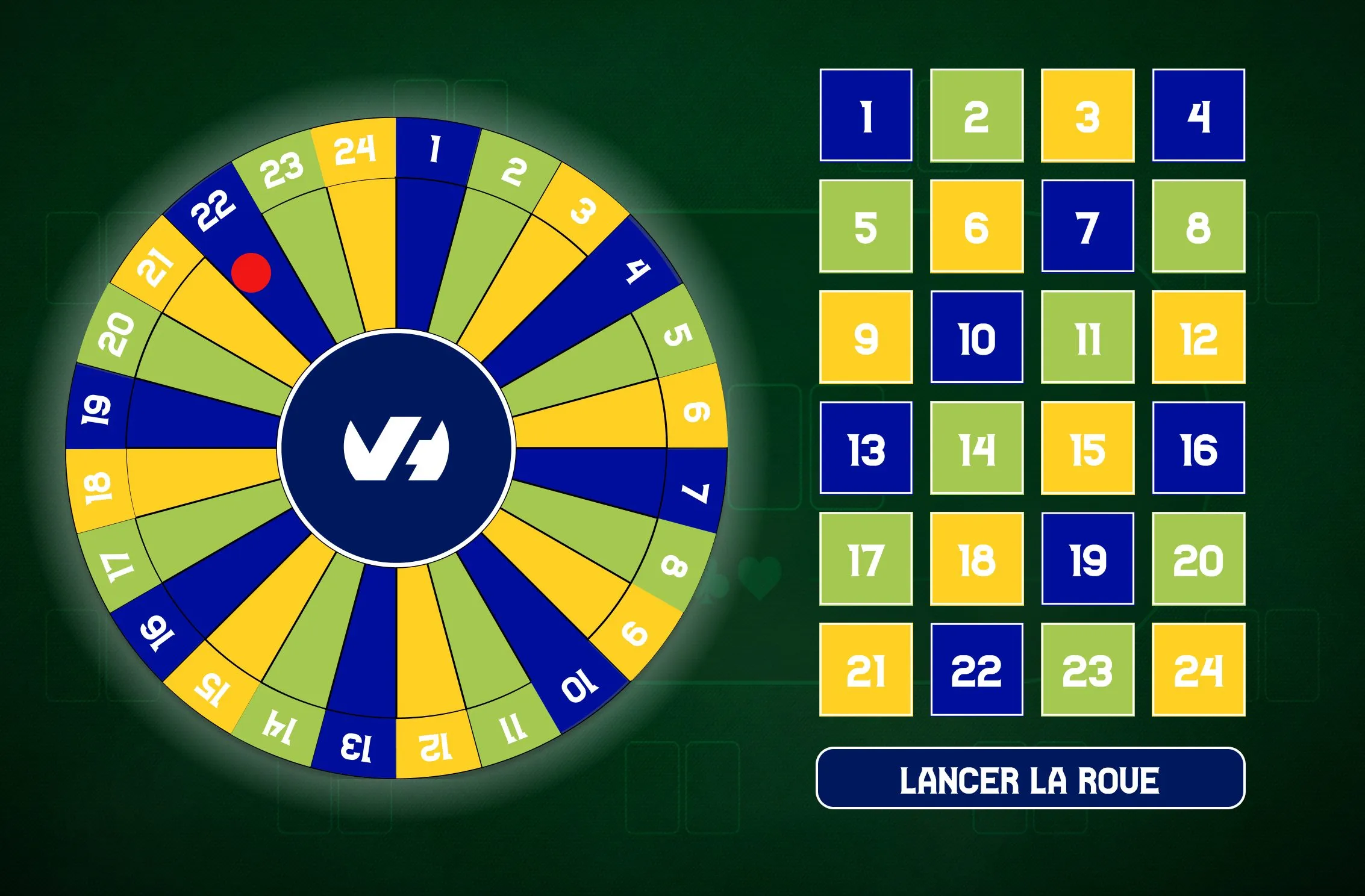 B.Talks 2025 : écran de roulette de l’application, roue numérotée de 1 à 24, grille de mises et bouton « Lancer la roue »
